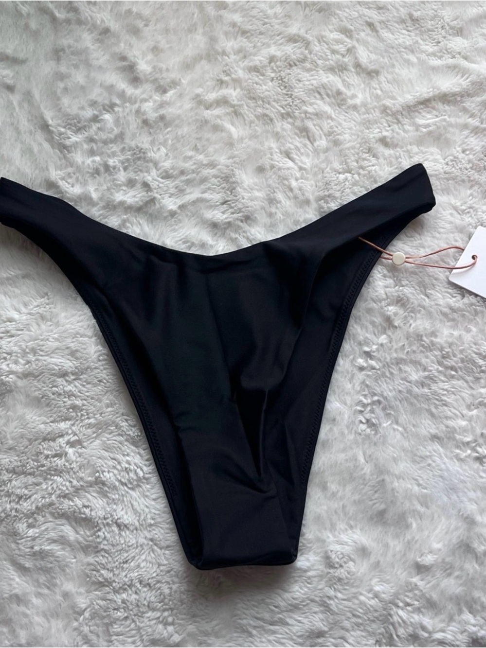 Quince Black Italian High-Leg Bikini Bottom NEW Small
